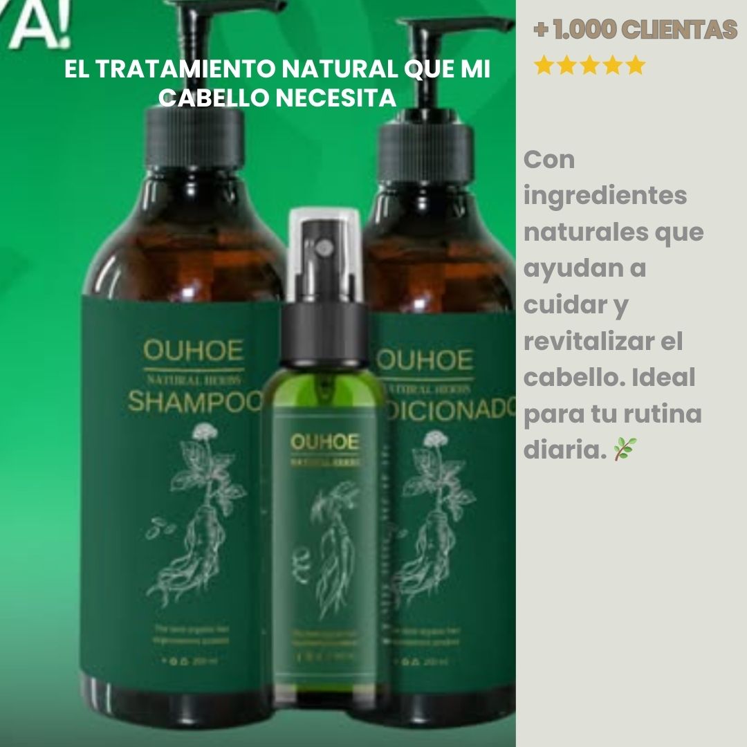 🌿Tónico OUHOE + Shampoo + Acondicionador – Cuidado completo para un cabello más fuerte y con mejor apariencia